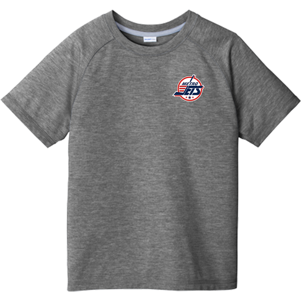 Metro Jets Youth PosiCharge Tri-Blend Wicking Raglan Tee