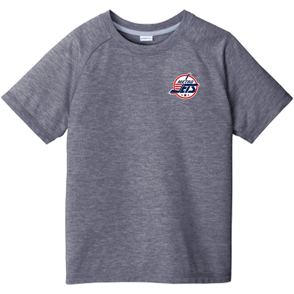 Metro Jets Youth PosiCharge Tri-Blend Wicking Raglan Tee